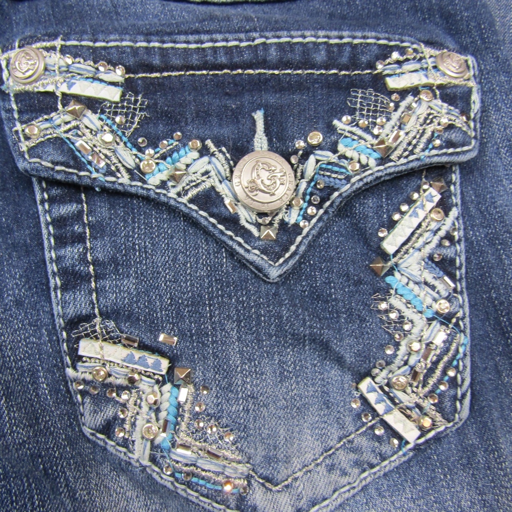 GRACE IN LA Embellished Boot Cut Jeans - 28